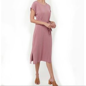 NWT Loft Dolman Tie-waist Midi Dress, Rose, S